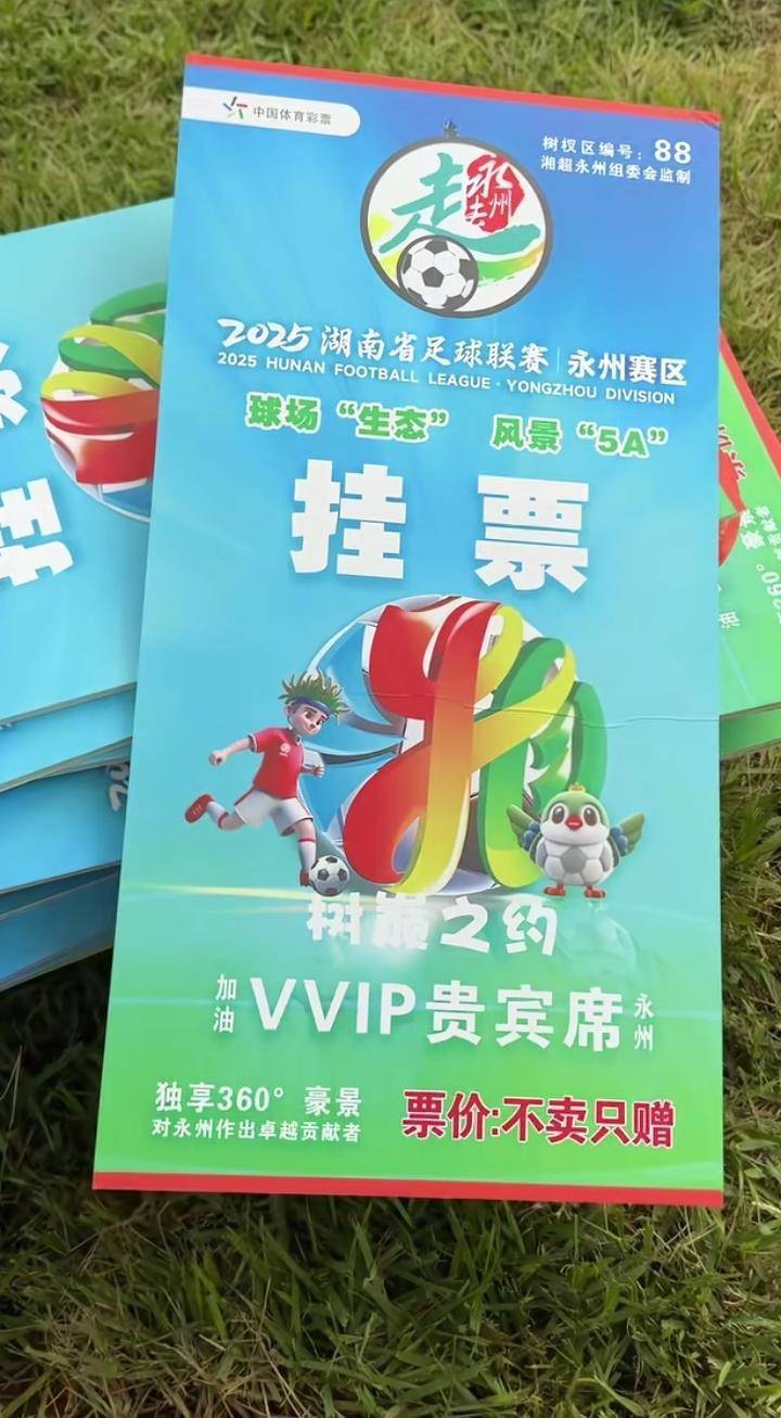 “湘超”永州主场一票难求，官方推出“树上挂票”并提醒：每棵树限挂160斤以下的3人，严禁带蛇观赛